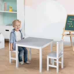 Rackhams Kids Table and 2 Chairs Set 3 Pieces Toddler Multi-usage Desk Indoor Grey - thumbnail 1