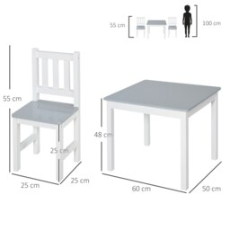 Rackhams Kids Table and 2 Chairs Set 3 Pieces Toddler Multi-usage Desk Indoor Grey - thumbnail 3