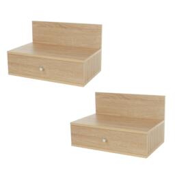 Rackhams Pair of Kelly Hanging Bedside Cabinets, One-Drawer Storage - Grey Oak Effect - thumbnail 3