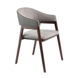 Rackhams Grey Fabric and Dark Mink Leatherette Chair 4091 - thumbnail 1