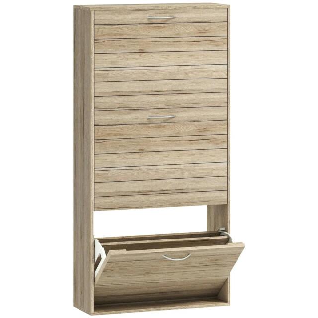 Rackhams 12-Shoe Flip Drawer Storage Cabinet - Brown Wood-Effect