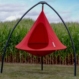 Rackhams Single Cacoon Hanging Chair - Bonfire Red - thumbnail 2