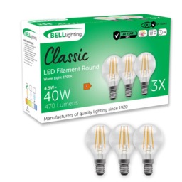 Rackhams E14 LED Filament Golf Ball 4.7W Energy Saving Light Bulb - Pack of 6 - thumbnail 2