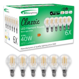Rackhams E14 LED Filament Golf Ball 4.7W Energy Saving Light Bulb - Pack of 6 - thumbnail 1