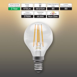 Rackhams E14 LED Filament Golf Ball 4.7W Energy Saving Light Bulb - Pack of 6 - thumbnail 3