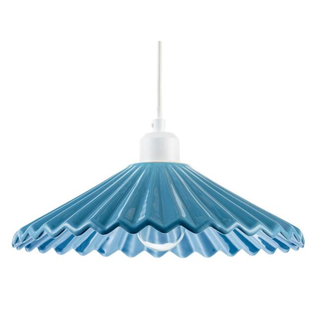 Rackhams Modern Blue Nova Gloss Ceramic Pendant Light Shade with Rippled Body - image 1