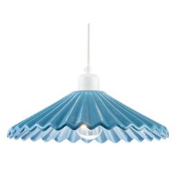 Rackhams Modern Blue Nova Gloss Ceramic Pendant Light Shade with Rippled Body - thumbnail 2