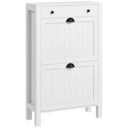 Rackhams Narrow Shoe Cabinet with 2 Flip Drawers and Top Drawer, White - Painted - White - MDF - thumbnail 2