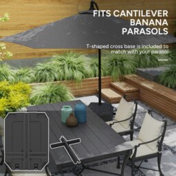 Rackhams Cantilever Parasol Base for Banana Parasol w/ Wheels Water Sand Filled - thumbnail 3