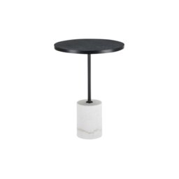 Rackhams Basil Lamp Table - Black & White Marble - Black & White Marble