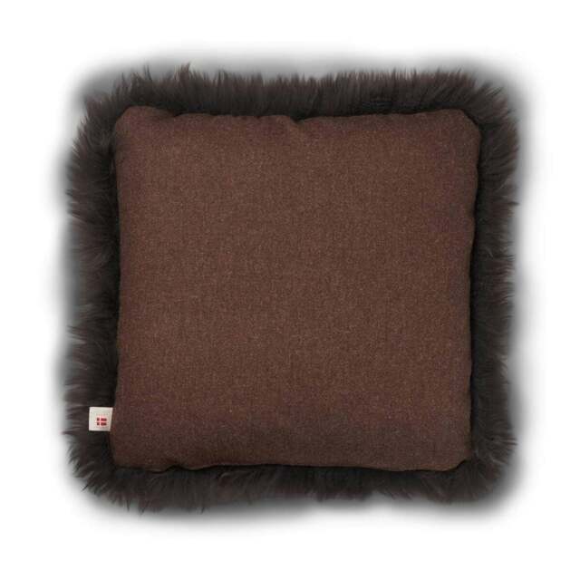 Rackhams Long-Wool Sheepskin Cushion - 52x52 cm - Brown/Walnut - image 1