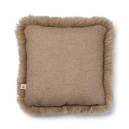 Rackhams Long-Wool Sheepskin Cushion - 52x52 cm - Brown/Walnut - thumbnail 2