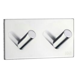 Rackhams Chrome Stainless Steel Double Towel Hook (90 x 45mm) Self Adhesive Bathroom Wall Mounted