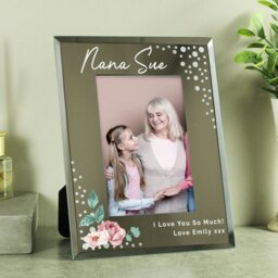 Rackhams Personalised Floral 6x4 Diamante Glass Photo Frame - thumbnail 2