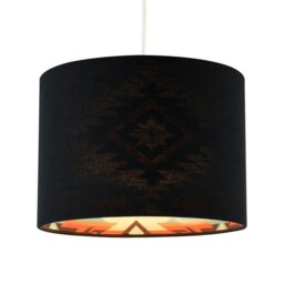 Rackhams Modern Colourful Aztec Designed Lamp Shade with Black Linen Fabric - thumbnail 2