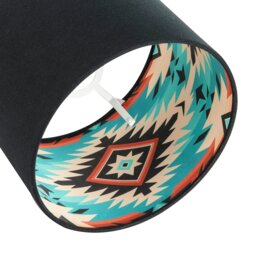 Rackhams Modern Colourful Aztec Designed Lamp Shade with Black Linen Fabric - thumbnail 3