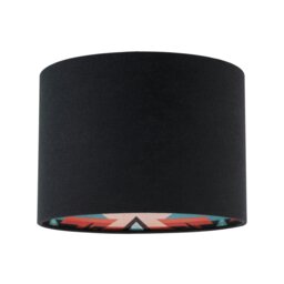 Rackhams Modern Colourful Aztec Designed Lamp Shade with Black Linen Fabric - thumbnail 1