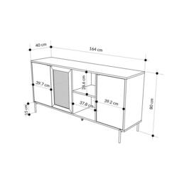 Rackhams Elegant 164cm Sideboard Cabinet with 3 Soft-Close Doors, 2 Open Shelves, Laser-Cut Pattern Door, Metal Legs, Sonoma Oak - Sonoma Oak - thumbnail 3
