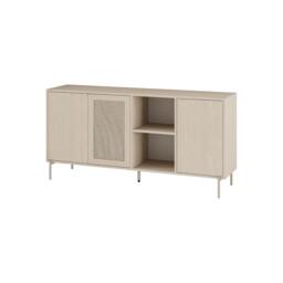 Rackhams Elegant 164cm Sideboard Cabinet with 3 Soft-Close Doors, 2 Open Shelves, Laser-Cut Pattern Door, Metal Legs, Sonoma Oak - Sonoma Oak - thumbnail 2