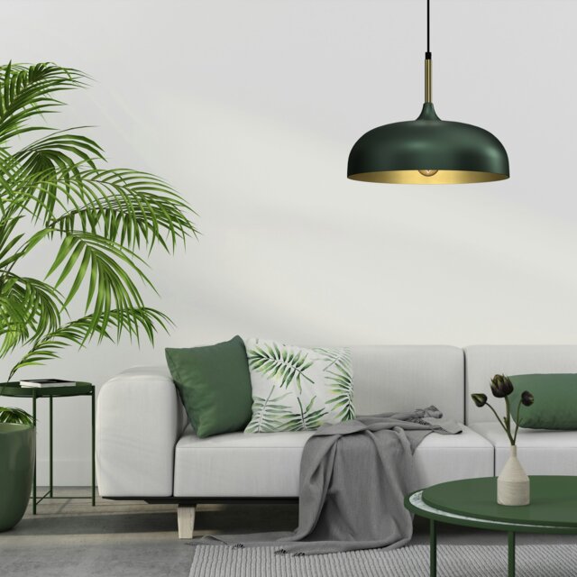 Rackhams Pendant Lamp Lincoln Green/Gold 1XE27 35cm - image 1
