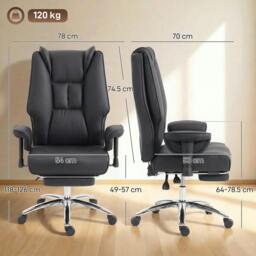 Rackhams Executive Office Chair, Reclining Desk Chair with Footrest - Black - thumbnail 3