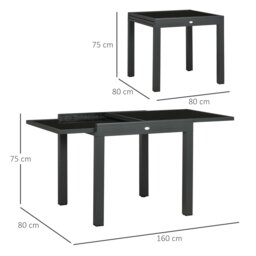 Rackhams Extendable Outdoor Dining Table Patio Table, Black - thumbnail 5