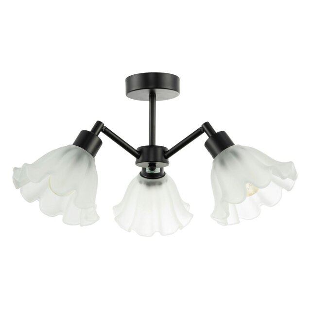 Rackhams Traditional Black Ceiling Light with Frosted Scallop Glass Shades - image 1