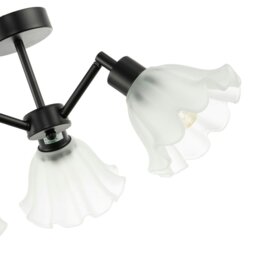 Rackhams Traditional Black Ceiling Light with Frosted Scallop Glass Shades - thumbnail 5