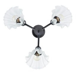 Rackhams Traditional Black Ceiling Light with Frosted Scallop Glass Shades - thumbnail 3
