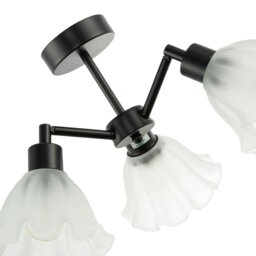 Rackhams Traditional Black Ceiling Light with Frosted Scallop Glass Shades - thumbnail 4