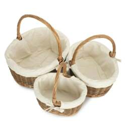 Rackhams Oval Unpeeled Willow Shopping Basket With White Lining - Small - thumbnail 2
