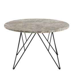 Rackhams Prunus Round Coffee Table in Brown Marble and Matt Black Coated Steel Base 80x46.4cm - grey,brown - Grey - 80 - thumbnail 2