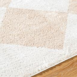 Rackhams Fossay Shag-Washable Beige High Pile Diamond Rug - 160 x 213 cm - thumbnail 3