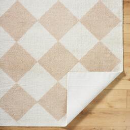 Rackhams Fossay Shag-Washable Beige High Pile Diamond Rug - 160 x 213 cm - thumbnail 4