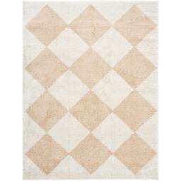 Rackhams Fossay Shag-Washable Beige High Pile Diamond Rug - 160 x 213 cm - thumbnail 2