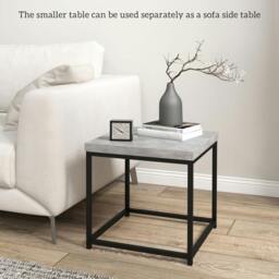 Rackhams Coffee Table Set of 2, Nest of Tables with 3.5cm Thick Tabletop, Grey - Painted steel frame, melamine tabletop - Melamine - 1.6x1.6cm - thumbnail 5