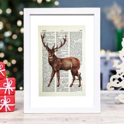 Rackhams Majestic stag vintage book page art print - Black - thumbnail 2