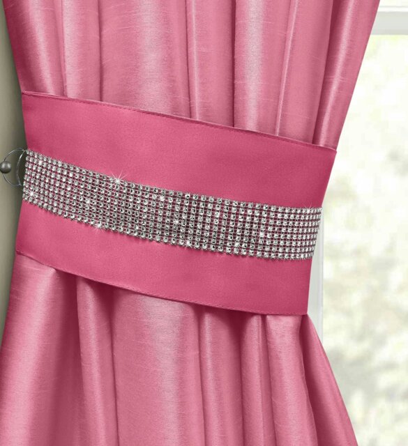Rackhams Manhattan Faux Silk Diamante Curtain Tieback Pair - Fuchsia - image 1