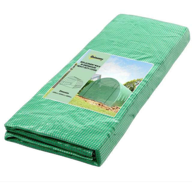Rackhams 6 x 3 x 2m Greenhouse Replacement Cover ONLY Winter Garden Plant PE Cover for Tunnel Walk-in Greenhouse with Roll-up Windows Door Outdoor, Green - image 1