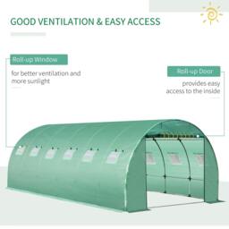 Rackhams 6 x 3 x 2m Greenhouse Replacement Cover ONLY Winter Garden Plant PE Cover for Tunnel Walk-in Greenhouse with Roll-up Windows Door Outdoor, Green - thumbnail 6