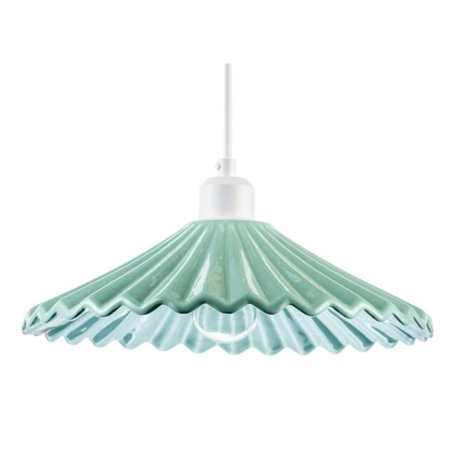 Rackhams Emerald Green Nova Gloss Ceramic Pendant Light Shade with Rippled Body - image 1