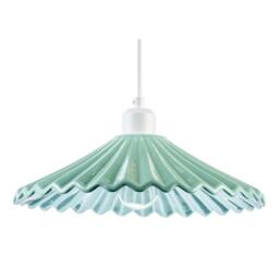 Rackhams Emerald Green Nova Gloss Ceramic Pendant Light Shade with Rippled Body - thumbnail 1