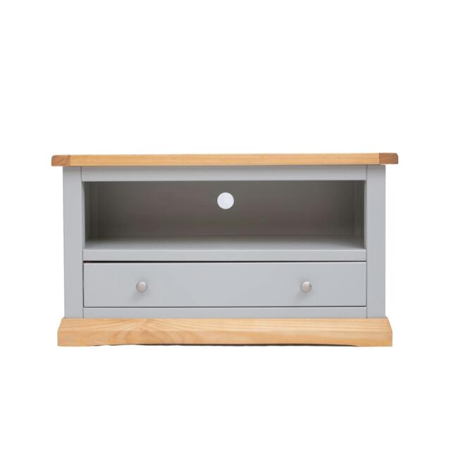 Rackhams Bomporto Light Grey 1 Drawer TV Cabinet Chrome Knob - Light Grey - image 1