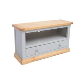 Rackhams Bomporto Light Grey 1 Drawer TV Cabinet Chrome Knob - Light Grey - thumbnail 3
