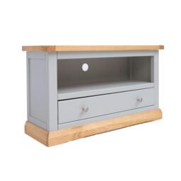 Rackhams Bomporto Light Grey 1 Drawer TV Cabinet Chrome Knob - Light Grey - thumbnail 2