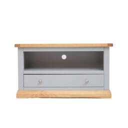Rackhams Bomporto Light Grey 1 Drawer TV Cabinet Chrome Knob - Light Grey - thumbnail 1