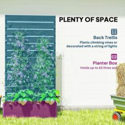 Rackhams Raised Bed for Garden, Planter with Trellis for Climbing Plants, Vines, Planter Box with Drainage Gap, Black - thumbnail 4