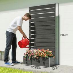 Rackhams Raised Bed for Garden, Planter with Trellis for Climbing Plants, Vines, Planter Box with Drainage Gap, Black - thumbnail 3