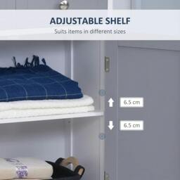 Rackhams 75x60cm Freestanding Bathroom Storage Cabinet Unit w/ 2 Drawers Cupboard Adjustable Shelf Metal Handles Traditional Style Grey White - thumbnail 5
