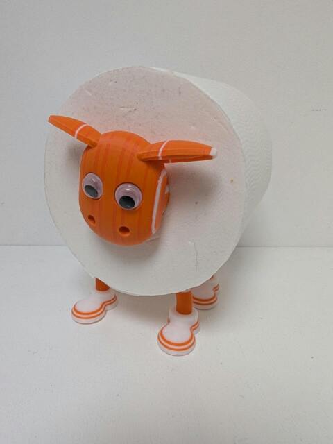 Rackhams Blackpool Fun Toilet Roll Holder – SuperSheep - Dispenser base - Orange and White - image 1